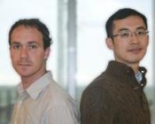 Photo of Eric Josephs and chemistry Professor Tao Ye