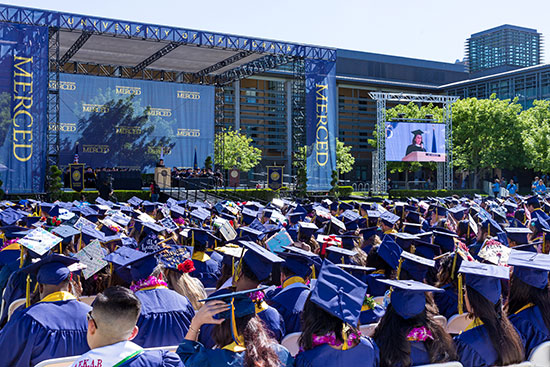 Graduates and their families at commencement UC Merced