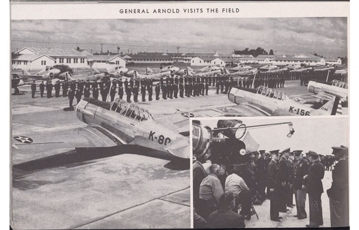 Black-and-white news clipping of the former air force base.
