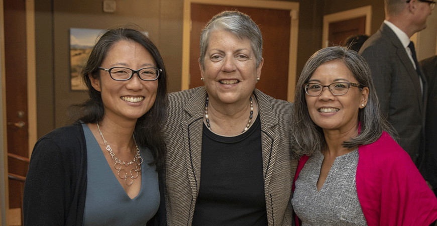 Anna Song, UC President Janet Napolitano, Jennifer Manilay