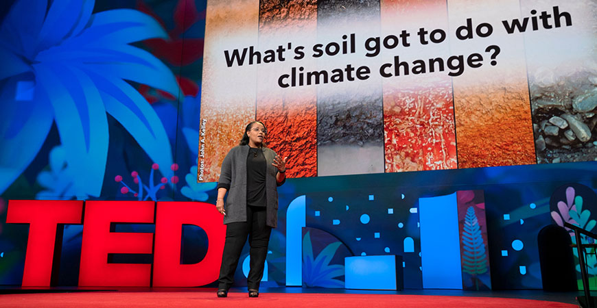 Professor Berhe delivers her TED Talk