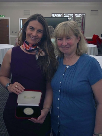 Professor HIrst and her Ph.D. adviser, Helen Gleeson, the first recipient if the Hillsum Medal