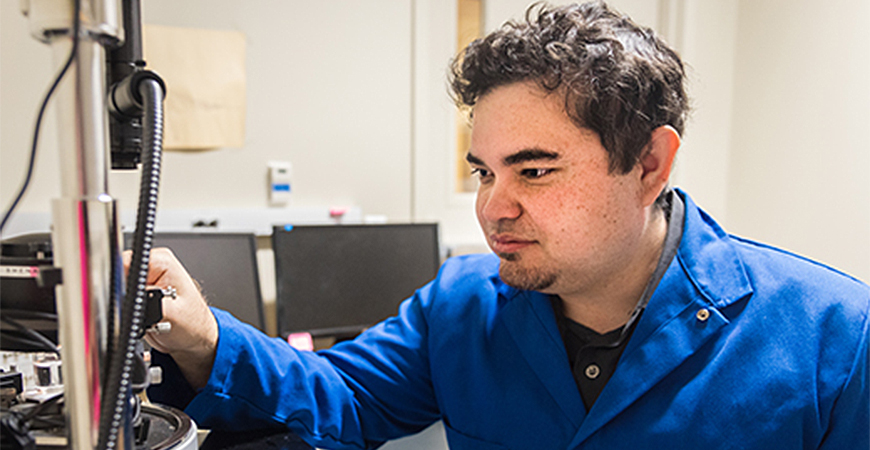 Graduate student Warren Nanney was awarded a three-year NASA fellowship to continue his research engineering portable biosensors for health monitoring in space.