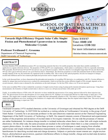 Chemistry Seminar Series 291 (5/15/17)