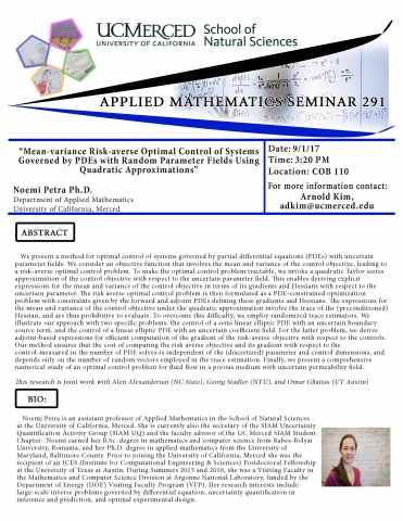 Applied Mathematics Seminar 291